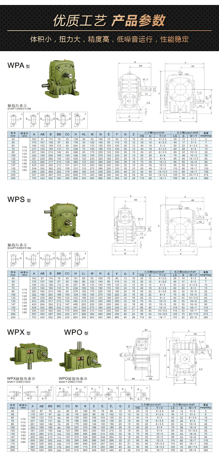 Wp Series Cast Iron Shell Worm Gear Reducer